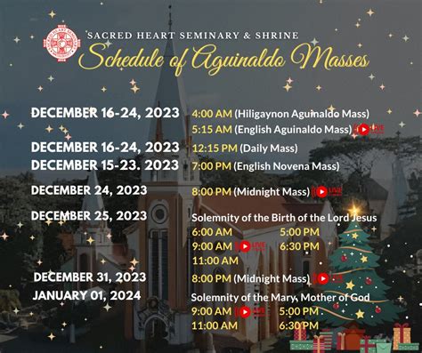 Sacred Heart Seminary and Shrine Mass Schedules in Bacolod, .